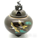 \GW限定!100円OFFクーポン/高岡銅器 香炉 平丸獅子蓋香炉 双鶴 蒔絵