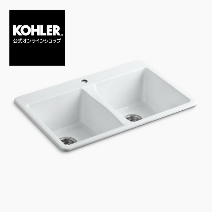 【当店P10倍6/4 20:00~6/11 1:59】【公式】 KOHLER コーラー デラフィールド Delafield 鋳物ホーロー 2槽 キッチンシンク 正規輸入品 輸入元保証 ホワイト 施主支給 新築 新居 注文住宅 リフォーム DIY K-5873-1-0 キッチン 白 シンク おしゃれ 流し台 琺瑯 ホーローシンク W