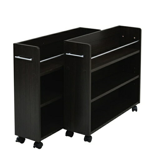 【メーカー直送】押入れ収納 ラック 本棚 2個セット 幅19 奥行78 キャスター付き ワゴン 整理 隙間 家具 押入れ 収納 リビング スライド 収納庫 漫画 CD DVD 押入れ収納棚 押し入れ収納 キャスター 引き出し 木製 ダークブラウン