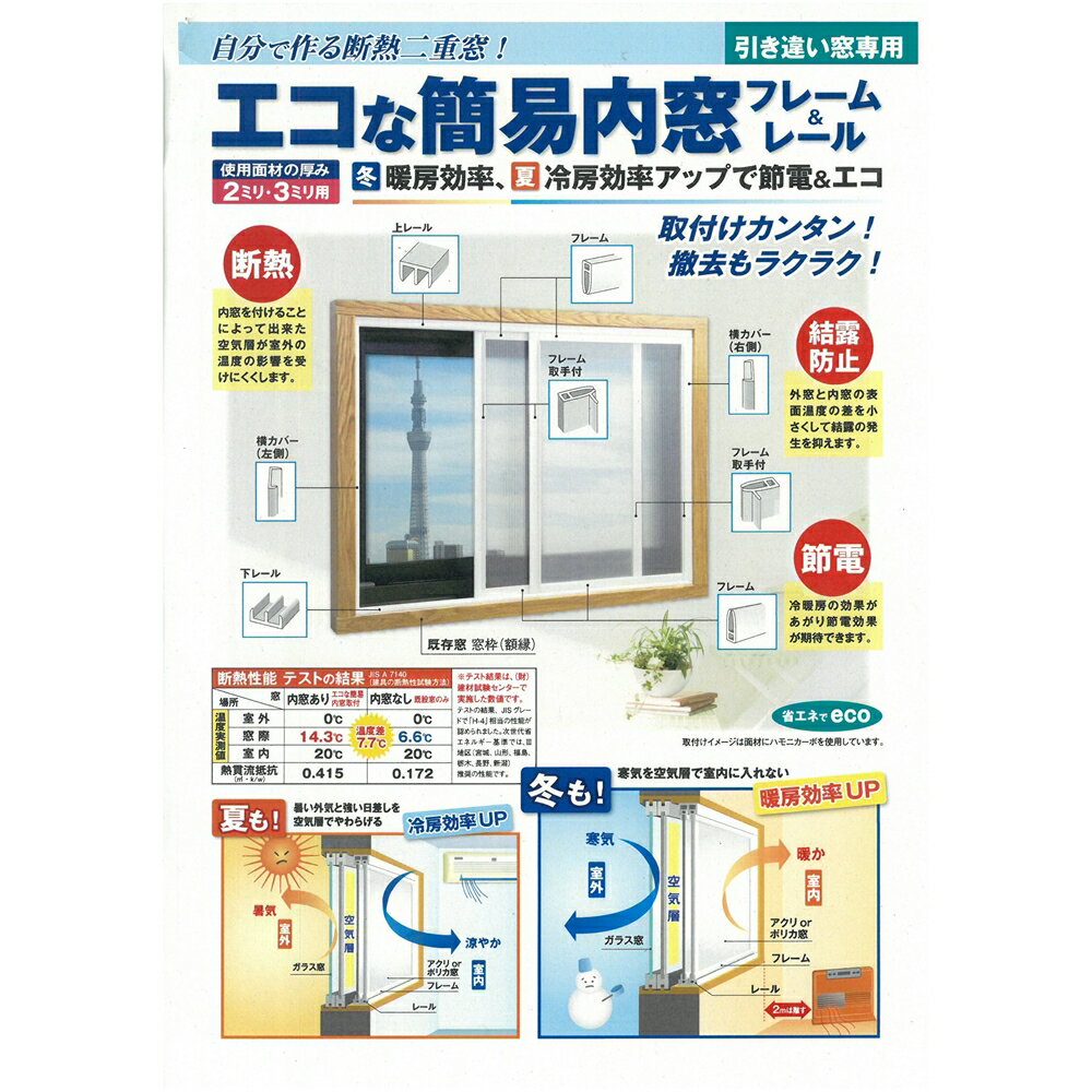 ≪あす楽対応≫アクリサンデー　簡易内窓キットM　ホワイト　W1800XH900mm以内（引き違い）　面材付　※お客さま組立品