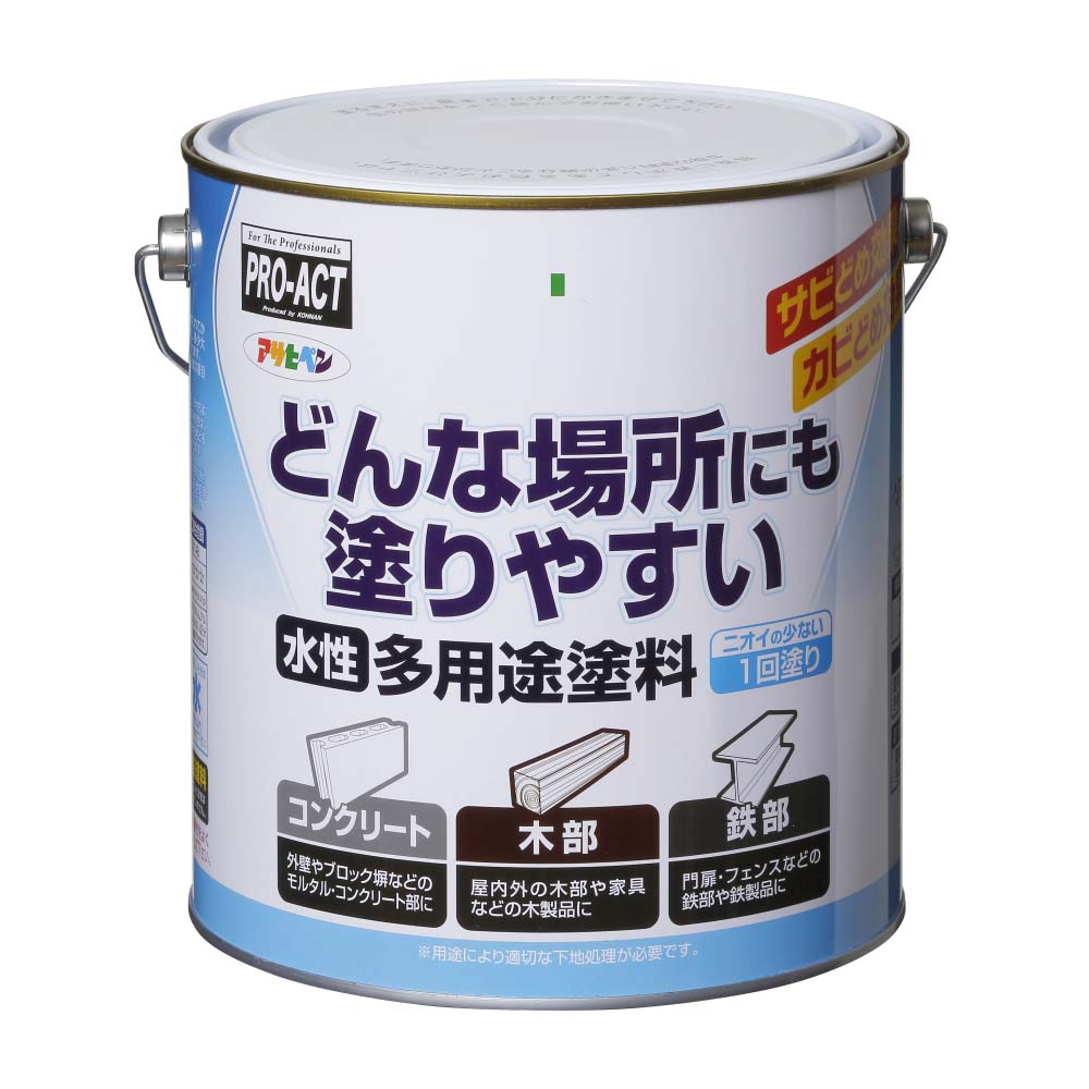 アサヒペン　水性多用途SD　3L　ツヤ消し白約幅190×奥行190×高さ190mm