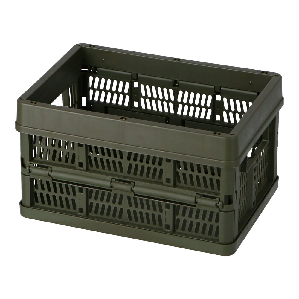 コーナン オリジナル LIFELEX 折りたたみコンテナ　ハーフ　カーキ　KO14−9202 使用時（約）：幅220×奥行314×高さ178（mm）のサムネイル