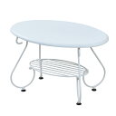 【メーカー直送】ジェイケイプラン アイアン楕円テーブル IRI-0052-WH幅65×奥行41×高さ40cm