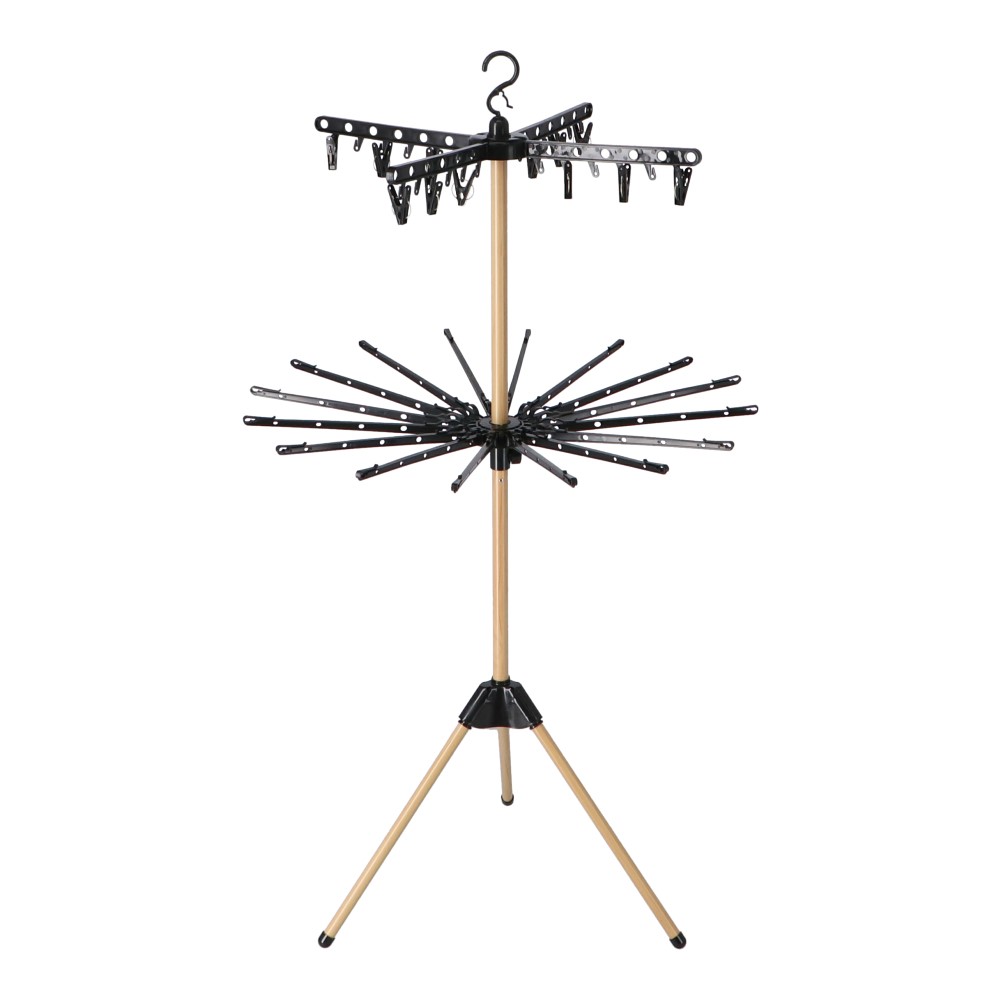 コーナンオリジナル 木目調パラソルハンガー2段　ブラック　WH21−71702段