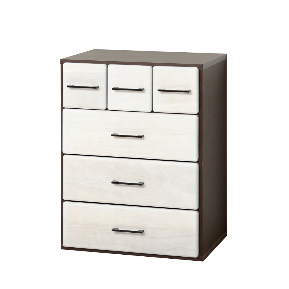 【メーカー直送】クロシオ天然木自在チェスト6D　ホワイト