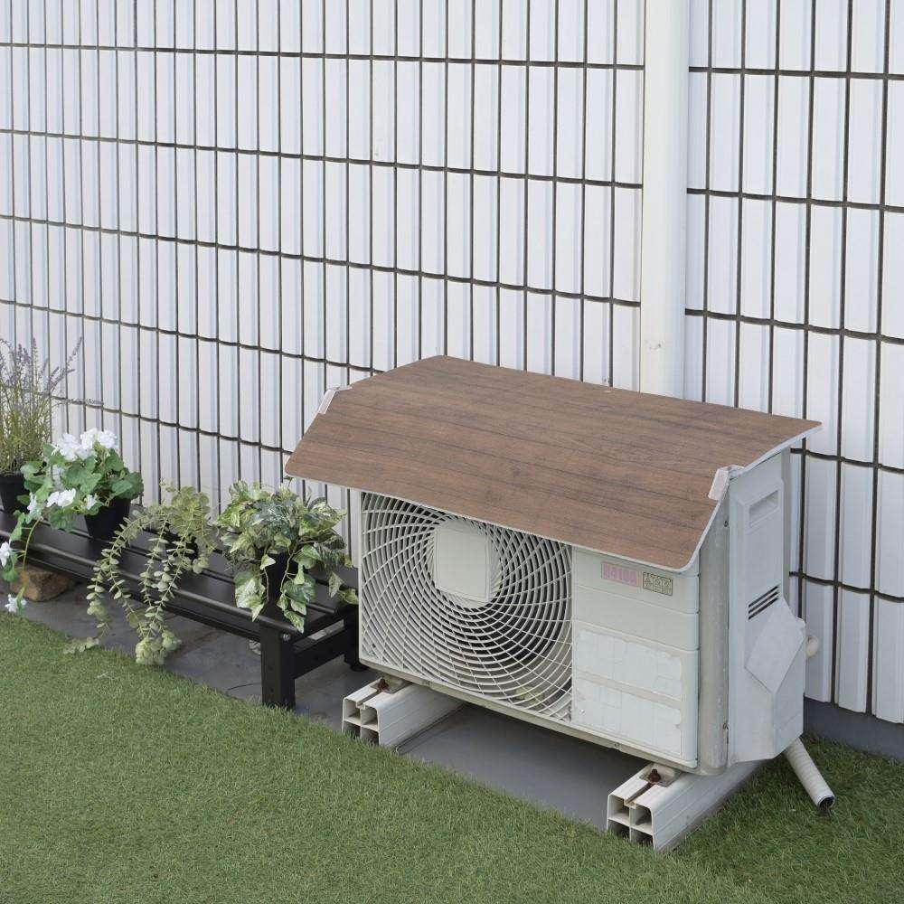 【ポイント2倍 10/20〜10/21まで】室外機カバー エアコンガード 木目 マグネット式 日除け 断熱 遮熱 シート パネル 保護カバー 省エネ 節電 工具不要 山善 YAMAZEN YMAG-8360HM