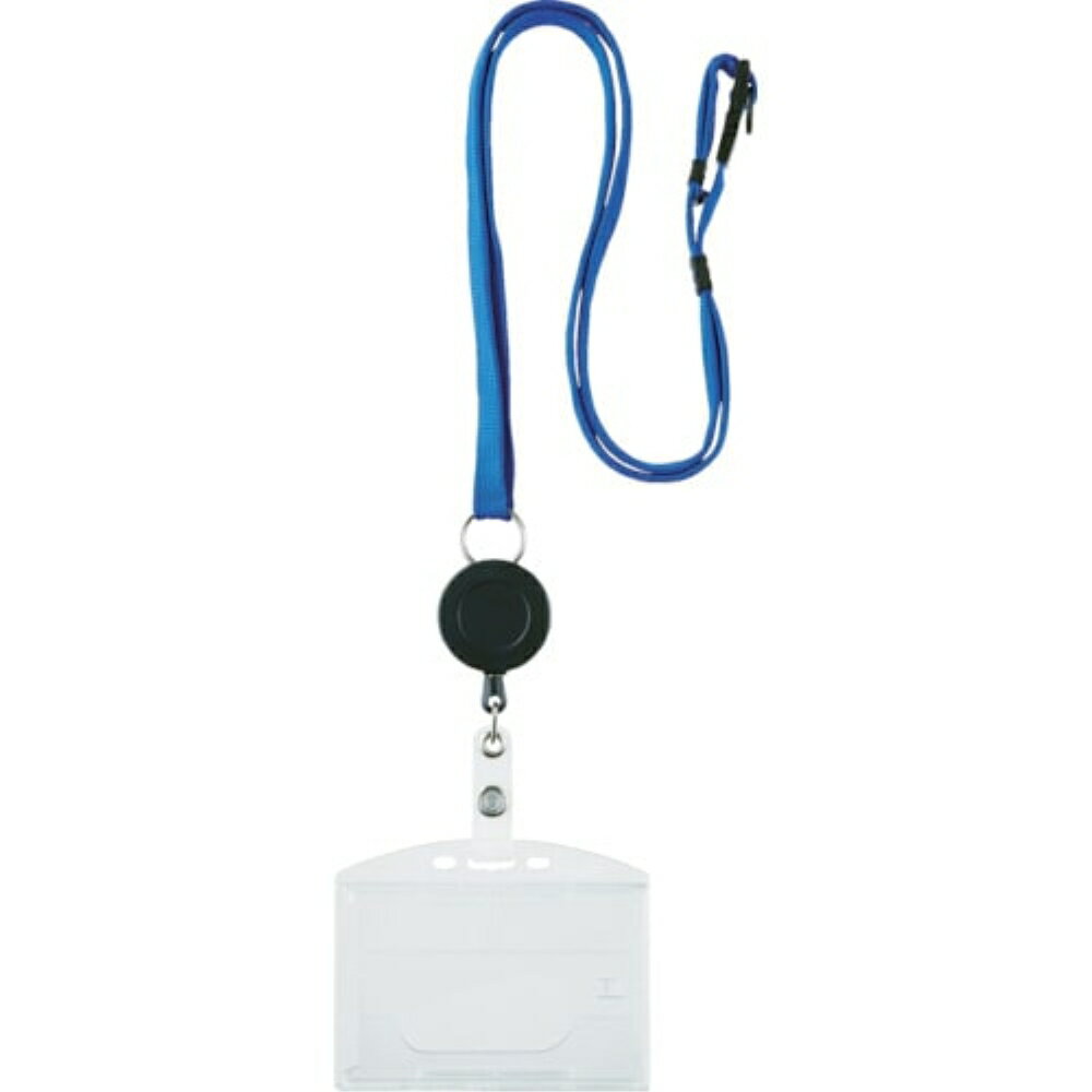 【メーカー直送T】トラスコ中山(TRUSCO)　ストラップ付リールクリップ名札　ハード　2枚収納　青　TNHHB