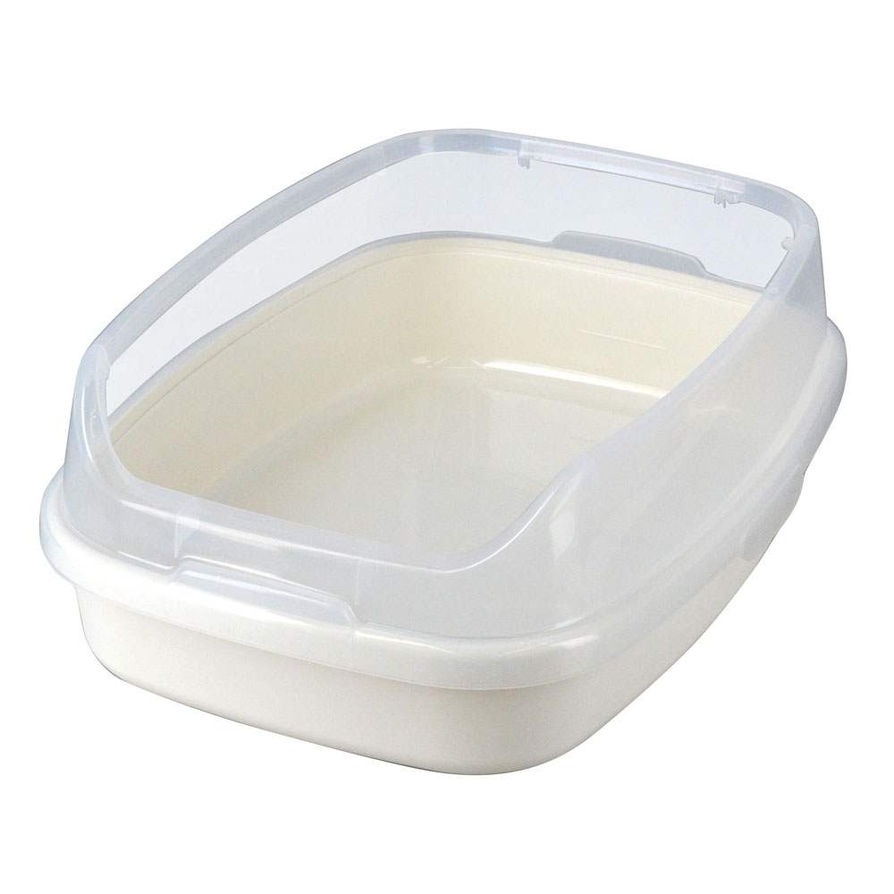 猫トイレ ワイド アイボリー ハーフカバー スコップ付き トイレカバー ペットトイレ 猫トイレカバー 猫砂トイレ オー…