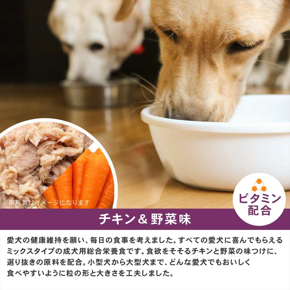 【楽天スーパーSALE】ドッグフード 全犬種用 ドライフード ドッグタイムス チキン＆野菜味 10kg 1個/2個セット 大容量 大袋 成犬用 栄養バランスフード シニア用総合栄養食 フィッシュミール＆ニンジン入り ビタミン配合 シニア用 ペットフード 犬用 主食 業務用サイズ kohnan-eshop-10095935 コーナンeショップ 楽天市場店 サンプル画像2