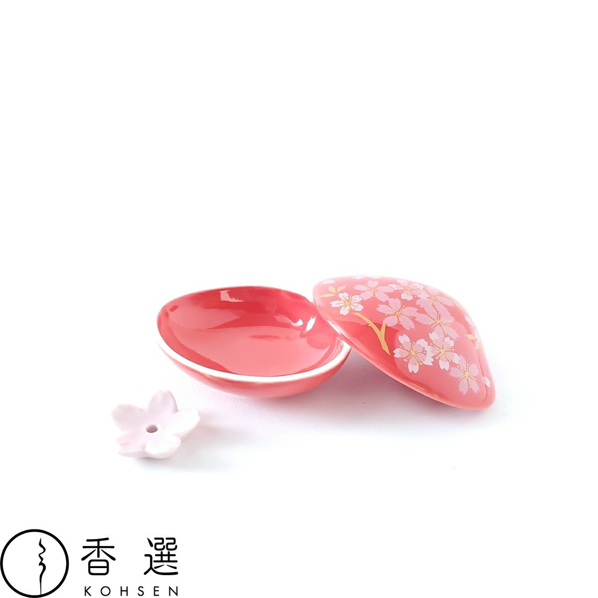 香彩堂 貝合わせ香皿 桜(赤) お香 インセンス 香立 香立て