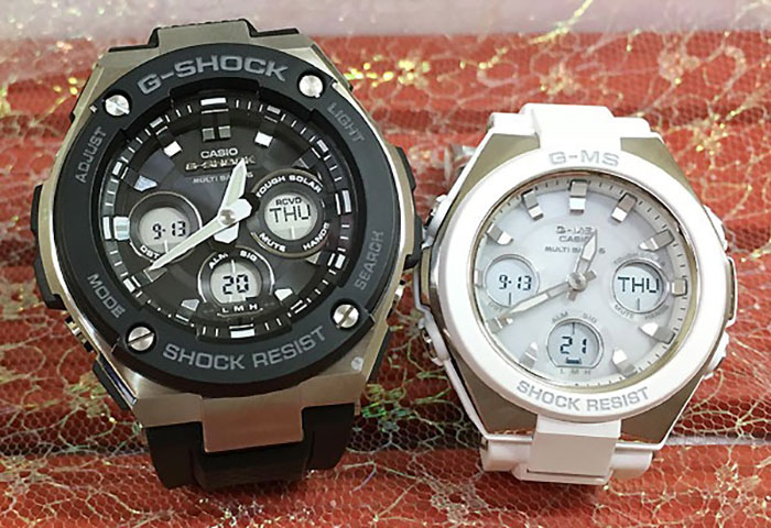 【恋人屋】恋人たちのGショック ペアウオッチ G-SHOCK BABY-G カシオ 電波ソーラー 2本セット GST-W300-1AJF MSG-W100-7AJF 電池交換不..