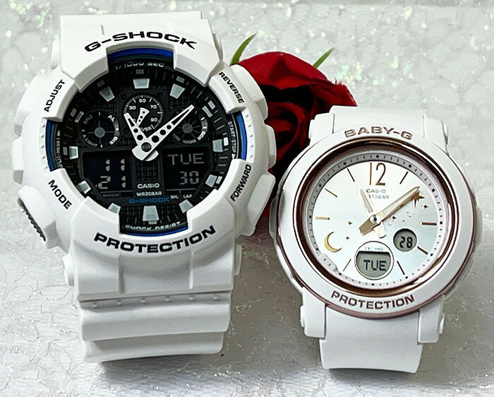 【恋人屋】恋人たちのGショック ペアウオッチ G-SHOCK BABY-G カシオ 2本セット GA-100B-7AJF BGA-290DS-7AJF ラッピング無料 手書きのメッセージお付けします