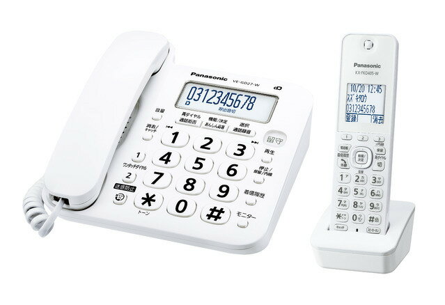 パナソニック コードレス電話機 子機1台付き VE-GD27DL-W ホワイト Panasonic