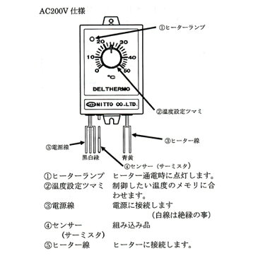 ☆日本製日東チタンヒーター　単相200V　500W（ネジ付）＋デルサーモAC200V＋ヒーターカバー（ネジ付）【送料無料 但、北海道・東北・九州・ 沖縄 送料別】【♭】