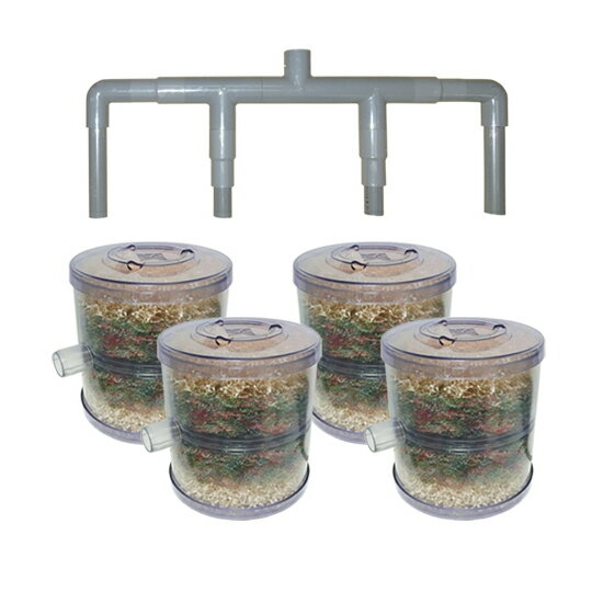 HKストレーナー本体 庭池仕様 4個＋ポンプ吸水口径30mm4連ジョイント 塩ビパイプ接続タイプ(サクション..