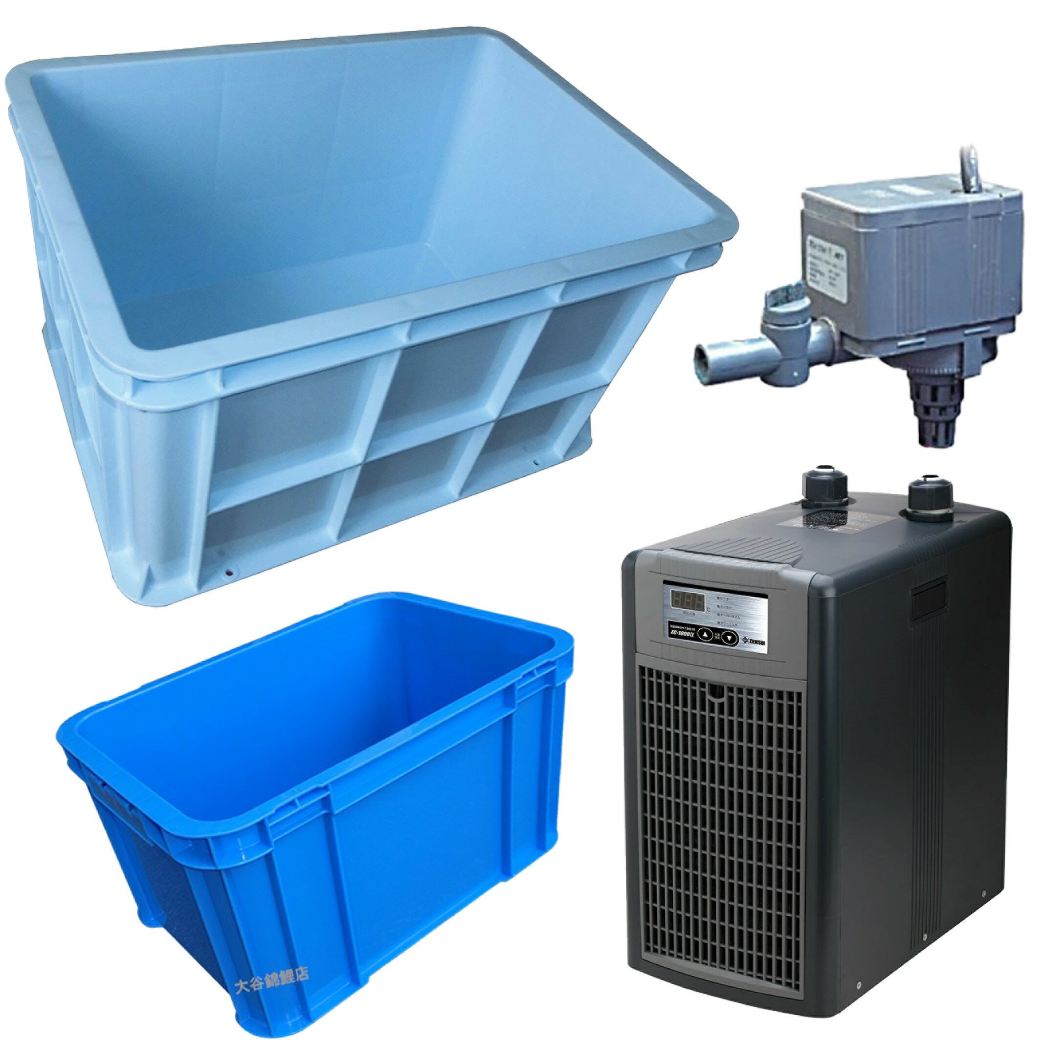 ☆活魚水槽セット三甲ジャンボックス＃100+ゼンスイクーラーZC−1000α　水温15度±5設定（周辺温度35度 水..