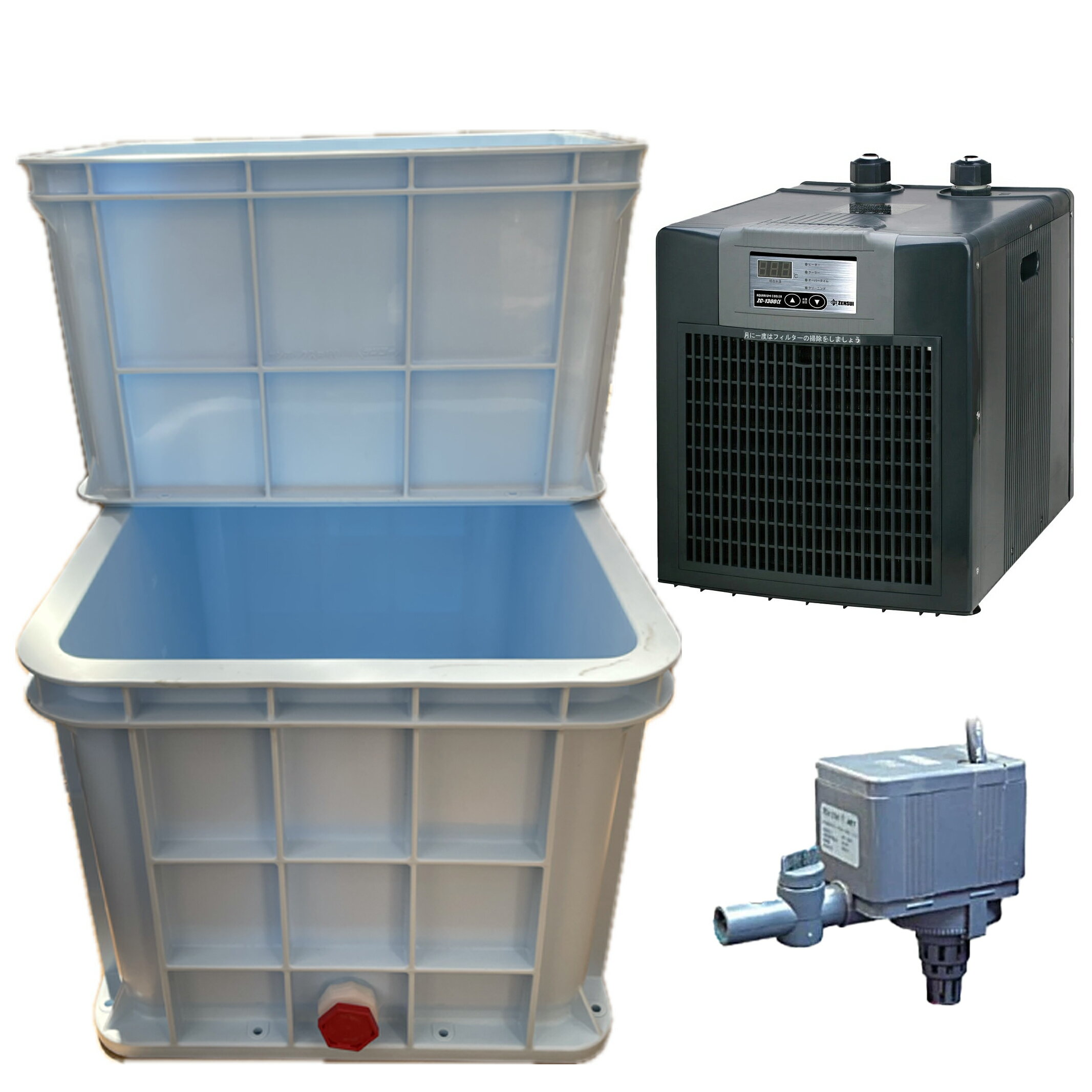 ☆活魚畜養水槽（ジャンボックス＃200）+濾過槽　水槽上部据置型　濾材付（ジャンボックス＃100）セット..