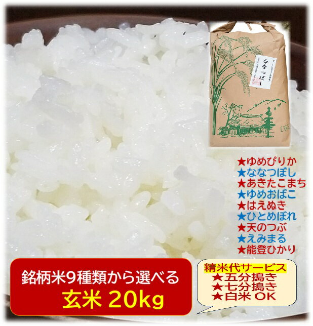 北海道産ゆめぴりか 北海道産ななつぼし 秋田県あきたこまち 秋田県ゆめおばこ 山形県はえぬき 宮城県ひとめぼれ 福島県天のつぶ 福島県ひとめぼれ　★銘柄米各玄米20kg(数量限定)★月間優良ショップ受賞店★9種類から 選択制★令和7年産 h74★精米方法サービス(玄米のまま・白米・七分搗き米・五分搗き米)★