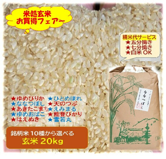 ★クーポンで【12209円～】 10kgあたり6105円～ ★ お米 玄米 ★楽天月間優良ショップ受賞★銘柄米 20kg 令和7年産 数量限定★11種類から 選..