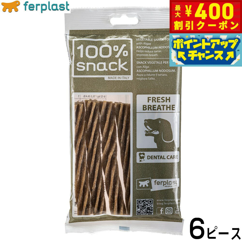 【400円OFFクーポン！＆店内ポイント最大42倍！2月1日！】ファープラスト 犬用おやつ ベジタリアンデンタルスナック フジッリ アスコフィラン 6ピース デンタルガム デンタルケア 歯磨きガム