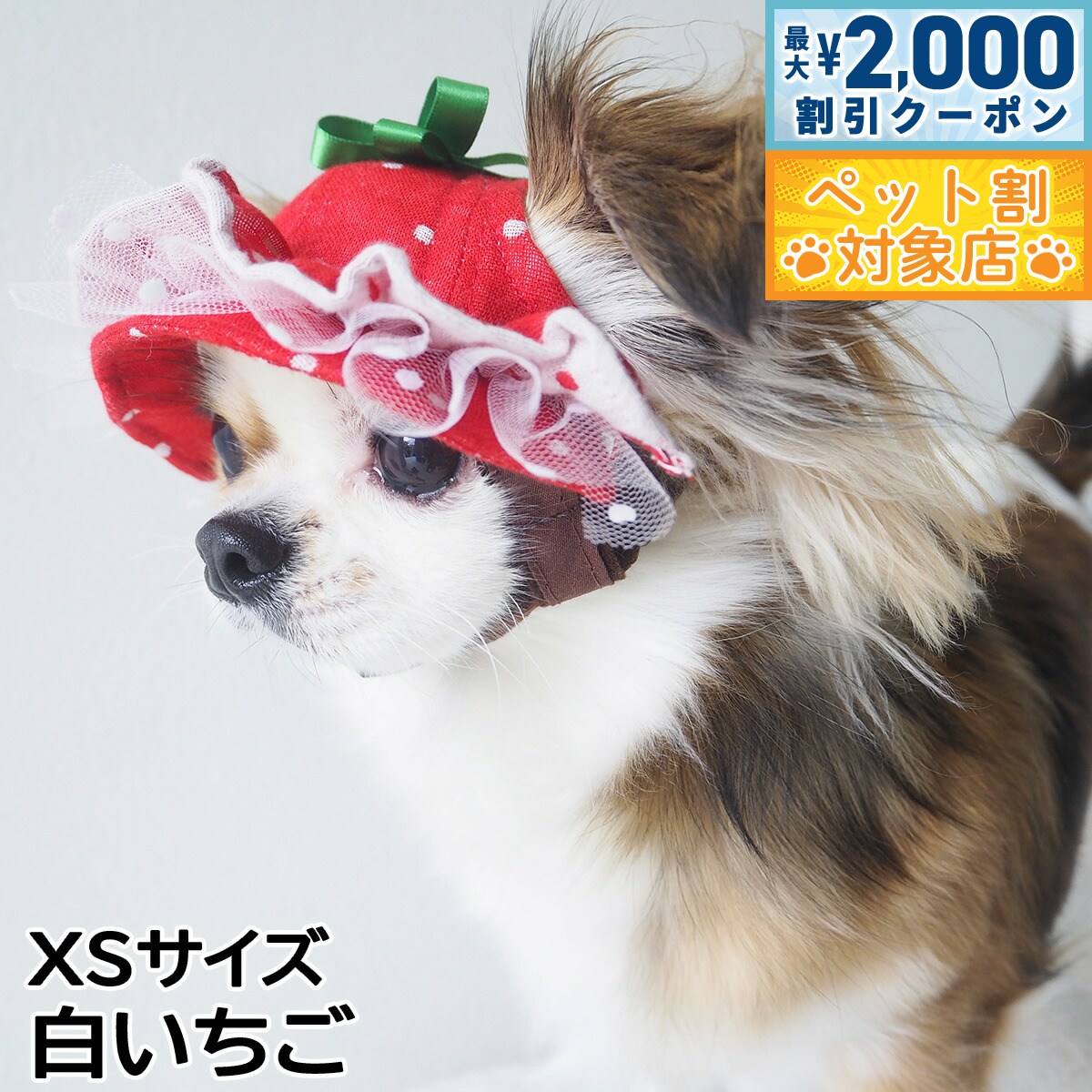 【最大2000円OFFクーポン！＆店内ポイント最大59倍！本日限定！】犬の帽子 ガーデンオブエデン いちごフリルハット XSサイズ 白いちご