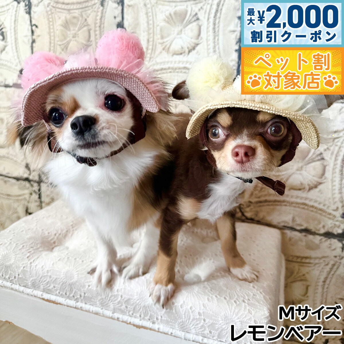 【最大2000円OFFクーポン！＆店内ポイント最大58倍！本日限定！】犬の帽子 ガーデンオブエデン 麦わらキラキラこぐまハット M レモンベアー【送料無料】