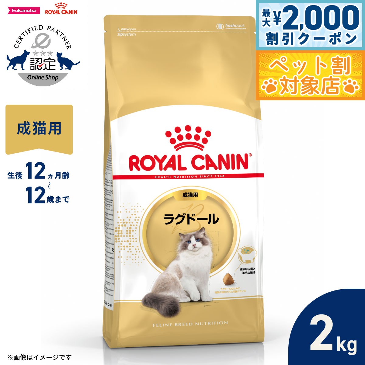 【最大2000円OFFクーポン！＆店内ポイント最大57倍！マラソン限定！】ロイヤルカナン 猫 キャットフード フィーラインブリードニュートリション ラグドール専用フード 成猫用 2kg 正規品