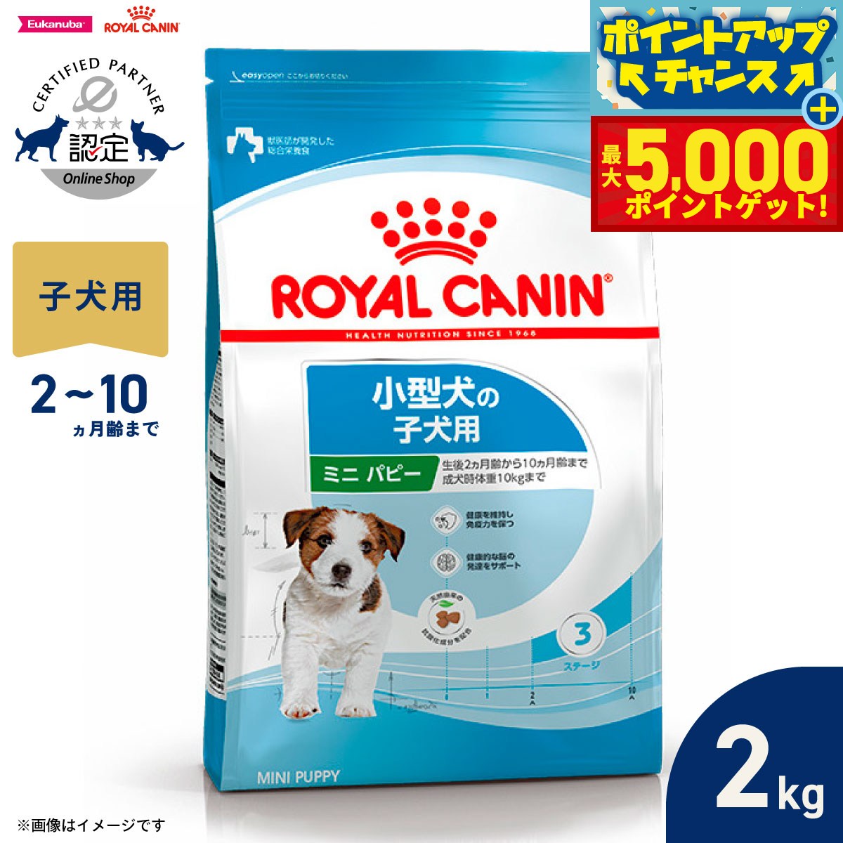 【最大5000ptバック！16日まで！】ロイヤルカナン 犬 ドッグフード サイズヘルスニュートリション ミニ パピー 2kg 正規品 小型犬専用フード 子犬用