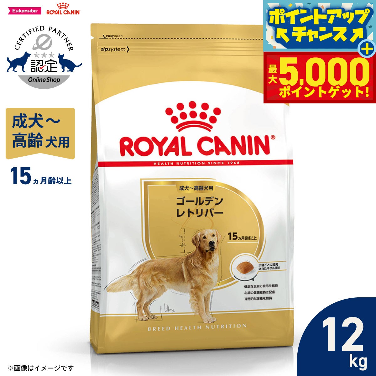 【最大5000ptバック！16日まで！】ロイヤルカナン 犬 ドッグフード ブリードヘルスニュートリション ゴールデンレトリバー専用フード 成犬～高齢犬用 12kg 正規品