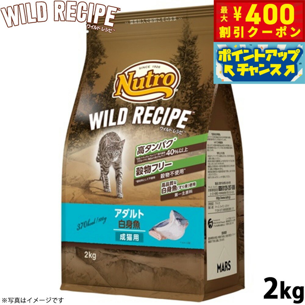 【400円OFFクーポン！＆店内ポイント最大42倍！3月1日！】ニュートロ キャットフード ワイルドレシピ アダルト 白身魚 成猫用 2kg 穀物フリー グレインフリー 無添加 ナチュラル猫用