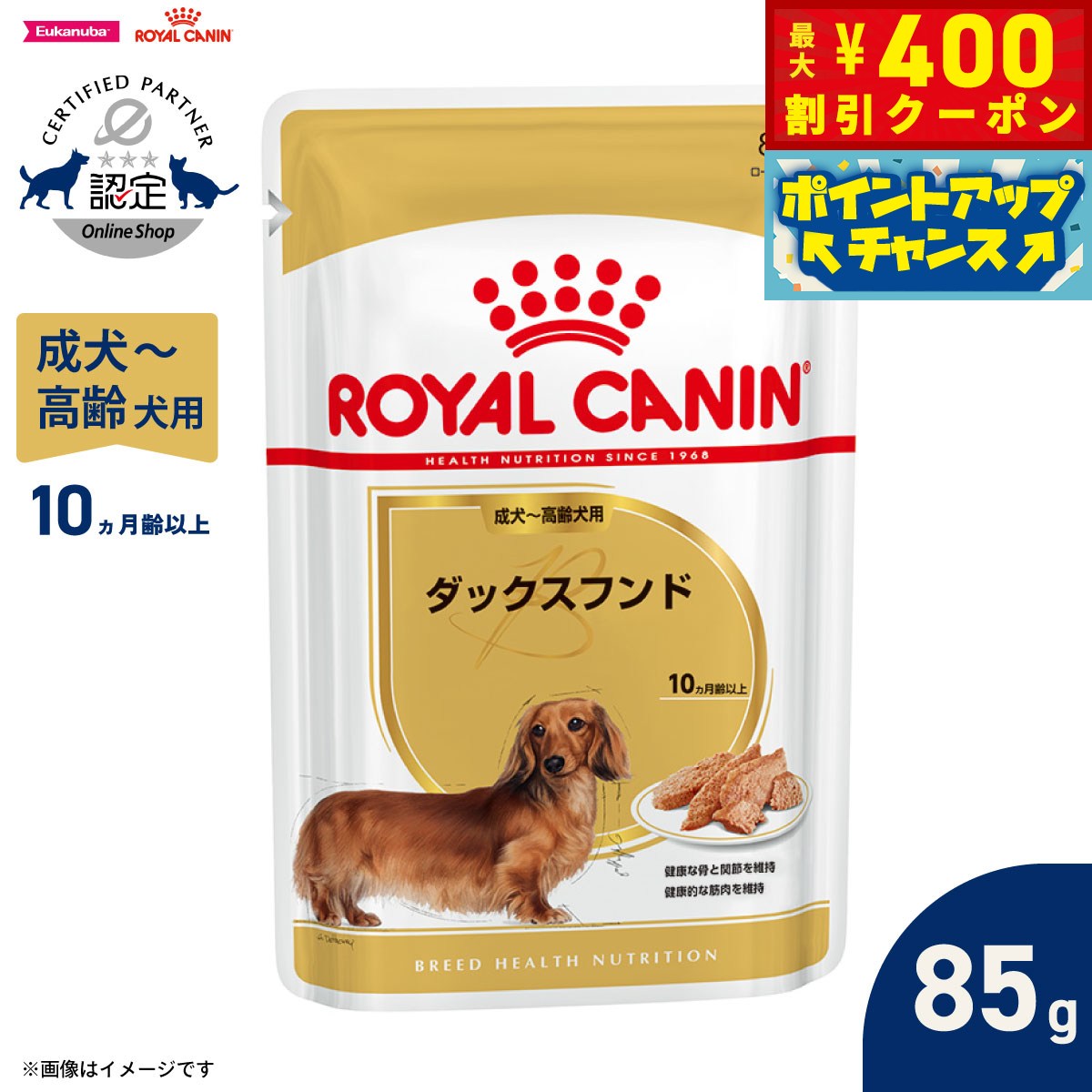 【400円OFFクーポン！＆店内ポイント最大42倍！本日限定！】ロイヤルカナン 犬 ドッグフード ブリードヘルスニュートリション ウェット ダックスフンド専用ウェットフード 成犬〜高齢犬用 85g 正規品