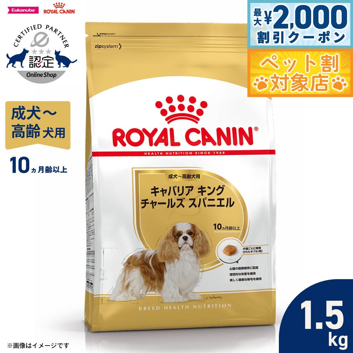 【最大2000円OFFクーポン！＆店内ポイント最大63倍！スーパーSALE！】ロイヤルカナン 犬 ドッグフード ブリードヘルスニュートリション キャバリア キング チャールズ専用フード 成犬〜高齢犬用 1.5kg 正規品