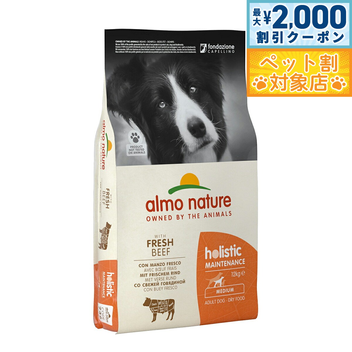 【最大2000円OFFクーポン！＆店内ポイント最大64倍！スーパーSALE！】アルモネイチャー ドッグフード ホリスティックドライフード 中型犬用 ビーフ 12kg 犬 ドライフード 総合栄養食 成犬