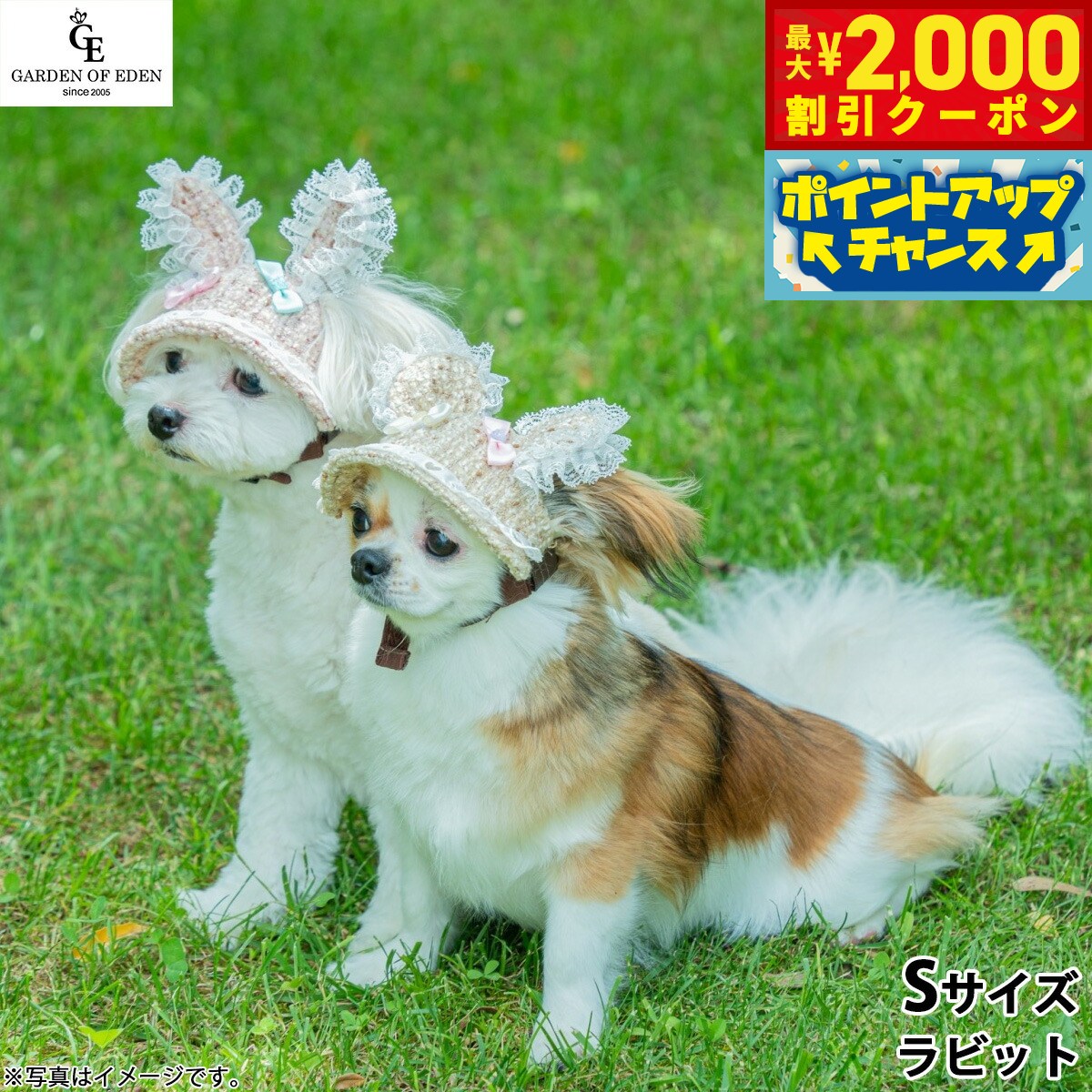 【最大2000円OFFクーポン！＆店内ポイント最大52倍！本日限定！】犬の帽子 ガーデンオブエデン 森のうさぎ＆くまさんハット S ラビット【送料無料】 おしゃれ ファッション お出かけ