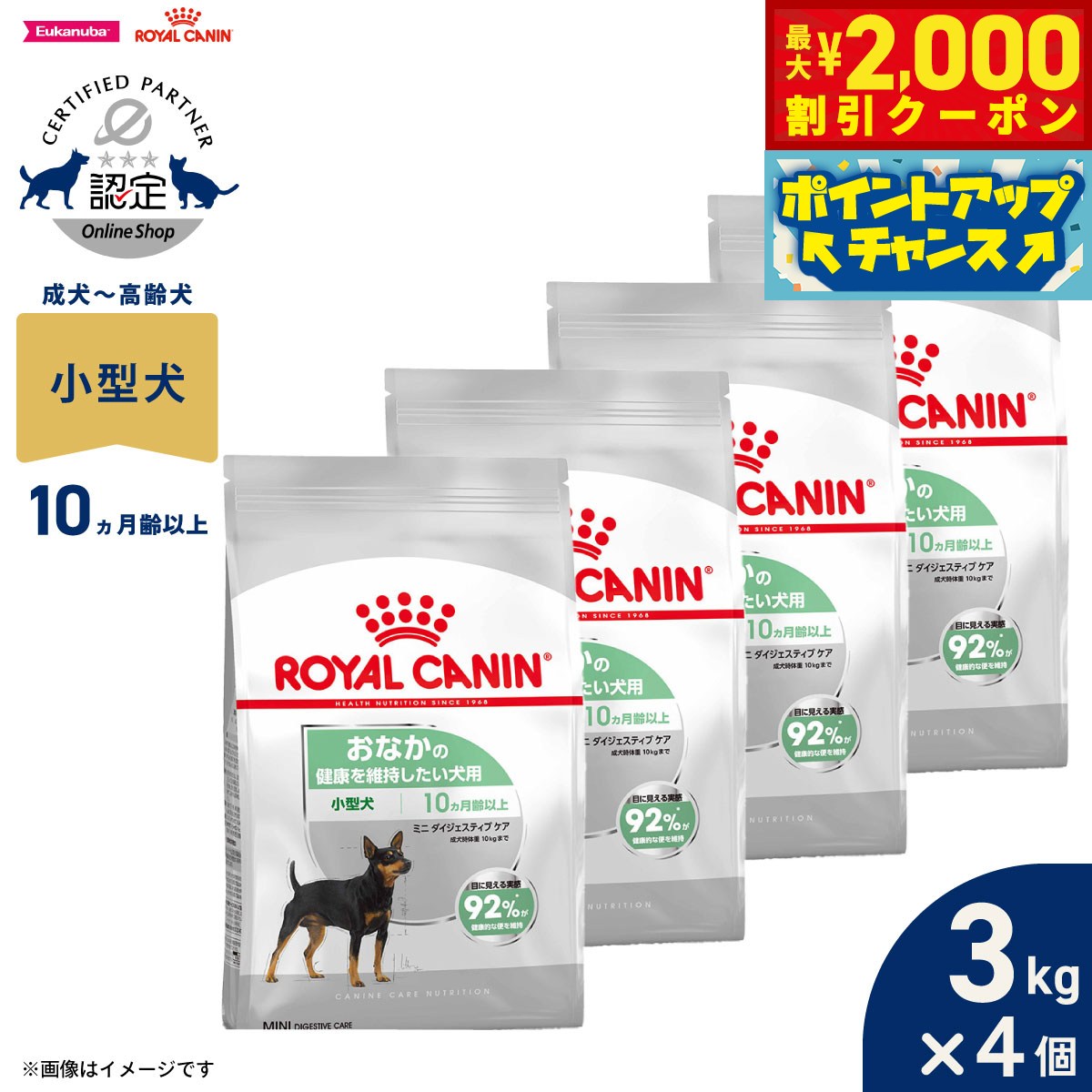【最大2000円OFFクーポン！＆店内ポイント最大52倍！本日限定！】ロイヤルカナン 犬 ドッグフード ケーナインケアニュートリション ミニ ダイジェスティブ ケア 3kg×4個 正規品 おなかの健康を維持したい犬用 小型犬専用 成犬～高齢犬用