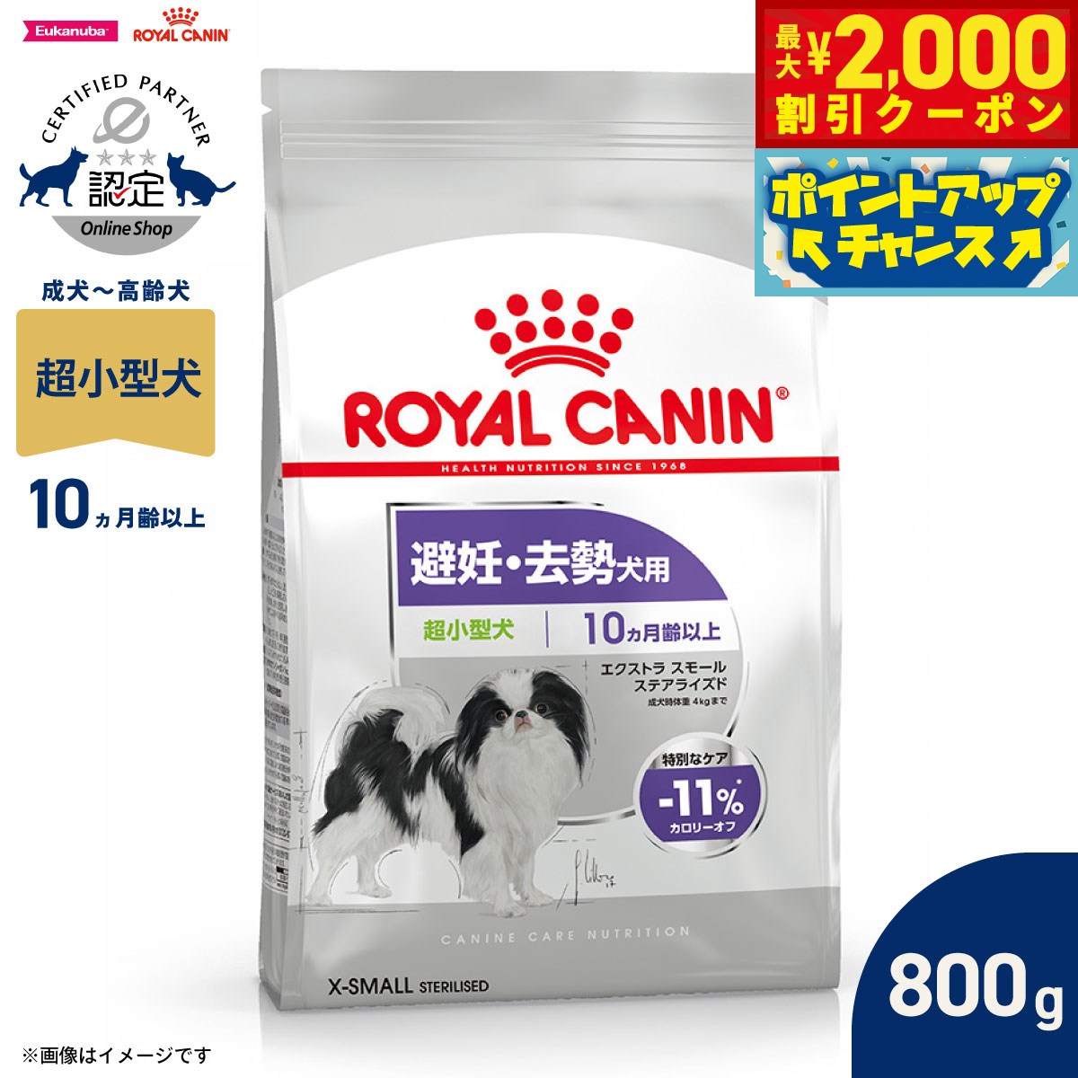 【最大2000円OFFクーポン！＆店内ポイント最大52倍！本日限定！】ロイヤルカナン 犬 ドッグフード ケーナインケアニュートリション エクストラ スモール ステアライズド 800g 正規品 避妊 去勢犬用 超小型犬専用 成犬～高齢犬用