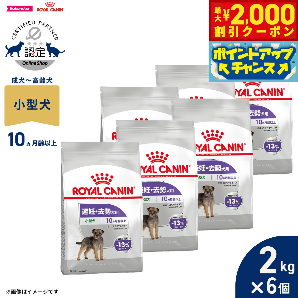 【最大2000円OFFクーポン！＆店内ポイント最大52倍！本日限定！】ロイヤルカナン 犬 ドッグフード ケーナインケアニュートリション ミニ ステアライズド 2kg×6個 正規品 避妊 去勢犬用 小型犬専用 成犬～高齢犬用