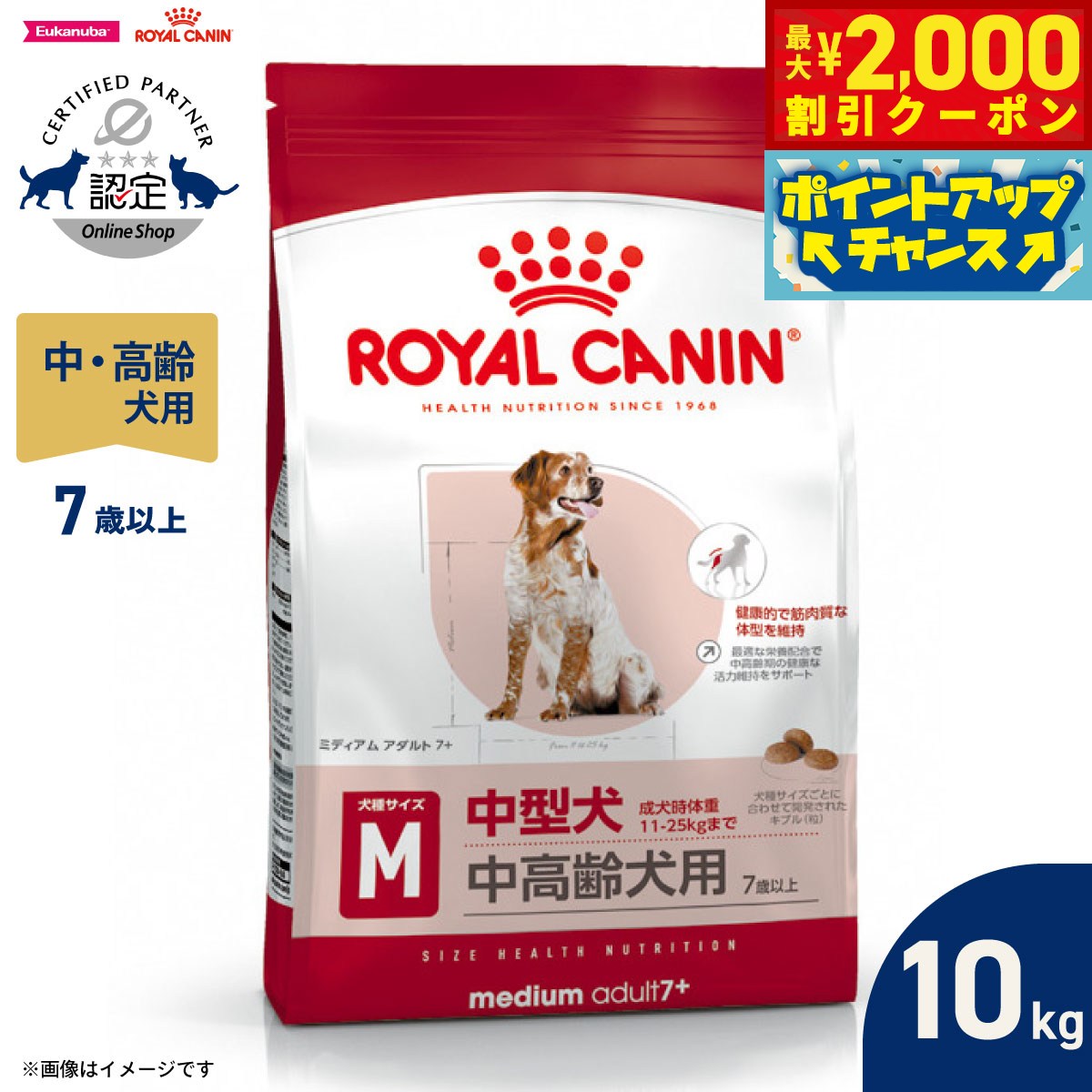 【最大2000円OFFクーポン！＆店内ポイント最大54倍！4月5日！】ロイヤルカナン 犬 ドッグフード サイズヘルスニュートリション ミディアム アダルト 7＋ 10kg 正規品 中型犬専用フード 中高齢犬用