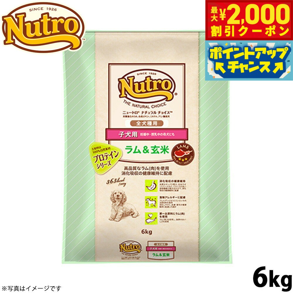 【最大2000円OFFクーポン！＆店内ポイント最大54倍！マラソン限定！】ニュートロ ナチュラルチョイス ドッグフード ラム＆玄米 子犬用 全犬種用 6kg 無添加 送料無料