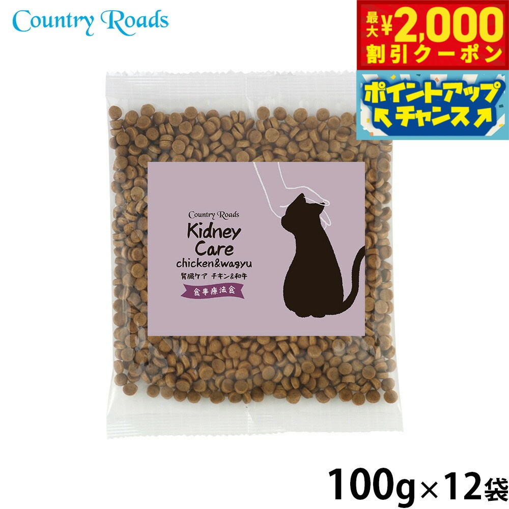 【最大2000円OFFクーポン！＆店内ポイント最大50倍！マラソン限定！】カントリーロード キャットフード お魚でつくった腎臓ケア 食事療法食 チキン＆和牛風味 100g×12袋【送料無料】 猫 Country Roads 無添加 国産