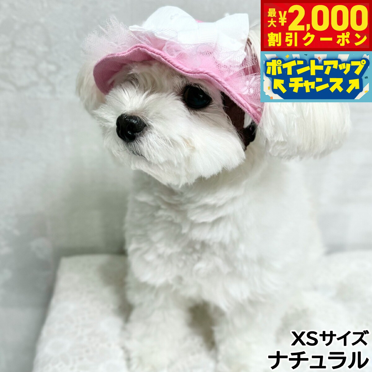 【最大2000円OFFクーポン！＆店内ポイント最大50倍！本日限定！】犬の帽子 ガーデンオブエデン ガーリーリボンハット XS ナチュラル【送料無料】