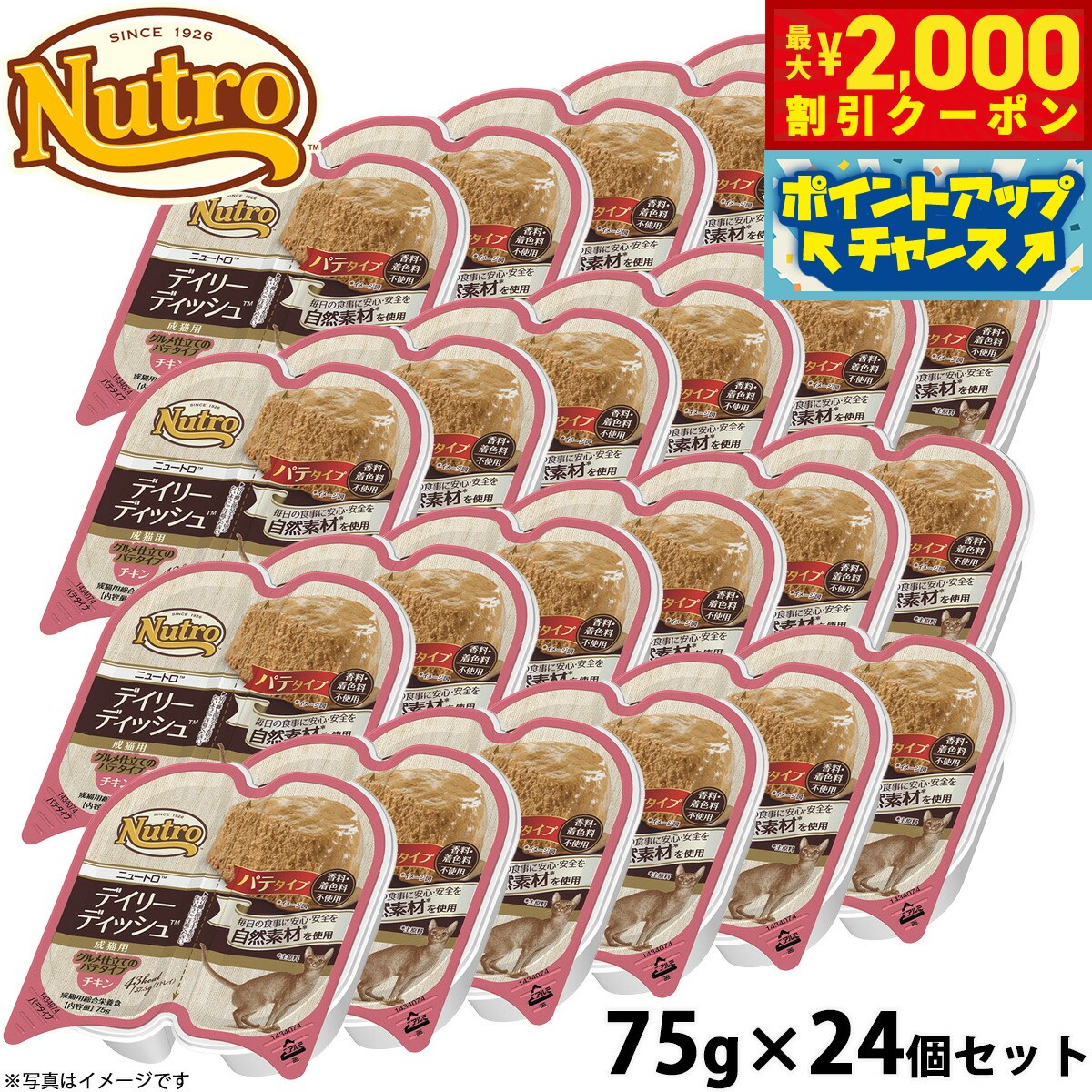【最大2000円OFFクーポン！＆店内ポイント最大51倍！本日限定！】ニュートロ キャットフード デイリーディッシュ 成猫用 チキン 75g×24個（ウェット ナチュラル 無添加）