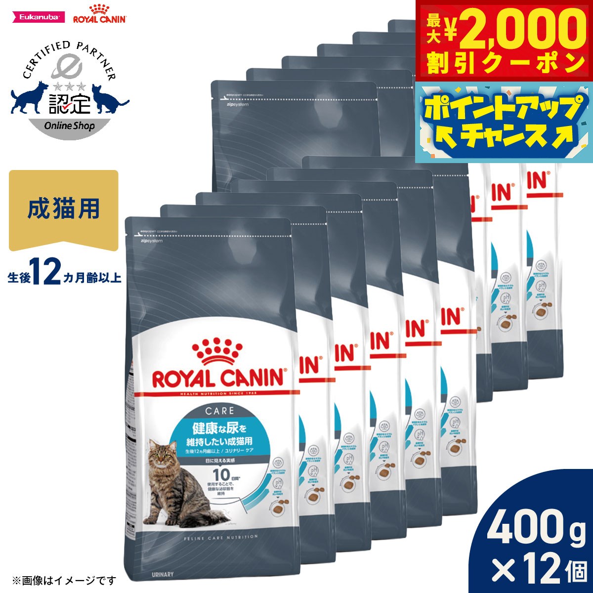 【最大2000円OFFクーポン！＆店内ポイント最大50倍！マラソン限定！】ロイヤルカナン 猫 キャットフード フィーラインケアニュートリション ユリナリーケア 400g×12袋 正規品 健康な尿を維持したい猫専用フード 成猫用