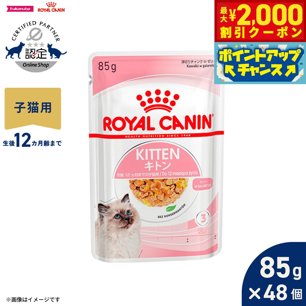 【最大2000円OFFクーポン！＆店内ポイント最大51倍！本日限定！】ロイヤルカナン 猫 キャットフード フィーラインヘルスニュートリション ウェットフード キトン ゼリー 85g×48個 正規品 猫専用ウェットフード 子猫用