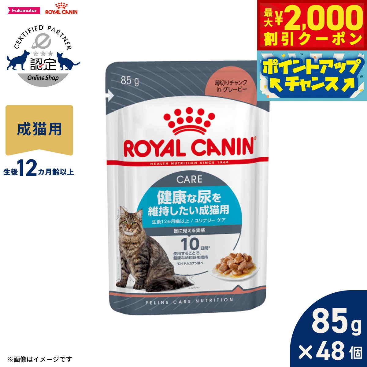 【最大2000円OFFクーポン！＆店内ポイント最大50倍！マラソン限定！】ロイヤルカナン 猫 キャットフード フィーラインケアニュートリション ウェットフード ユリナリーケア 85g×48個 正規品 健康な尿を維持したい猫専用ウェットフード 成猫用