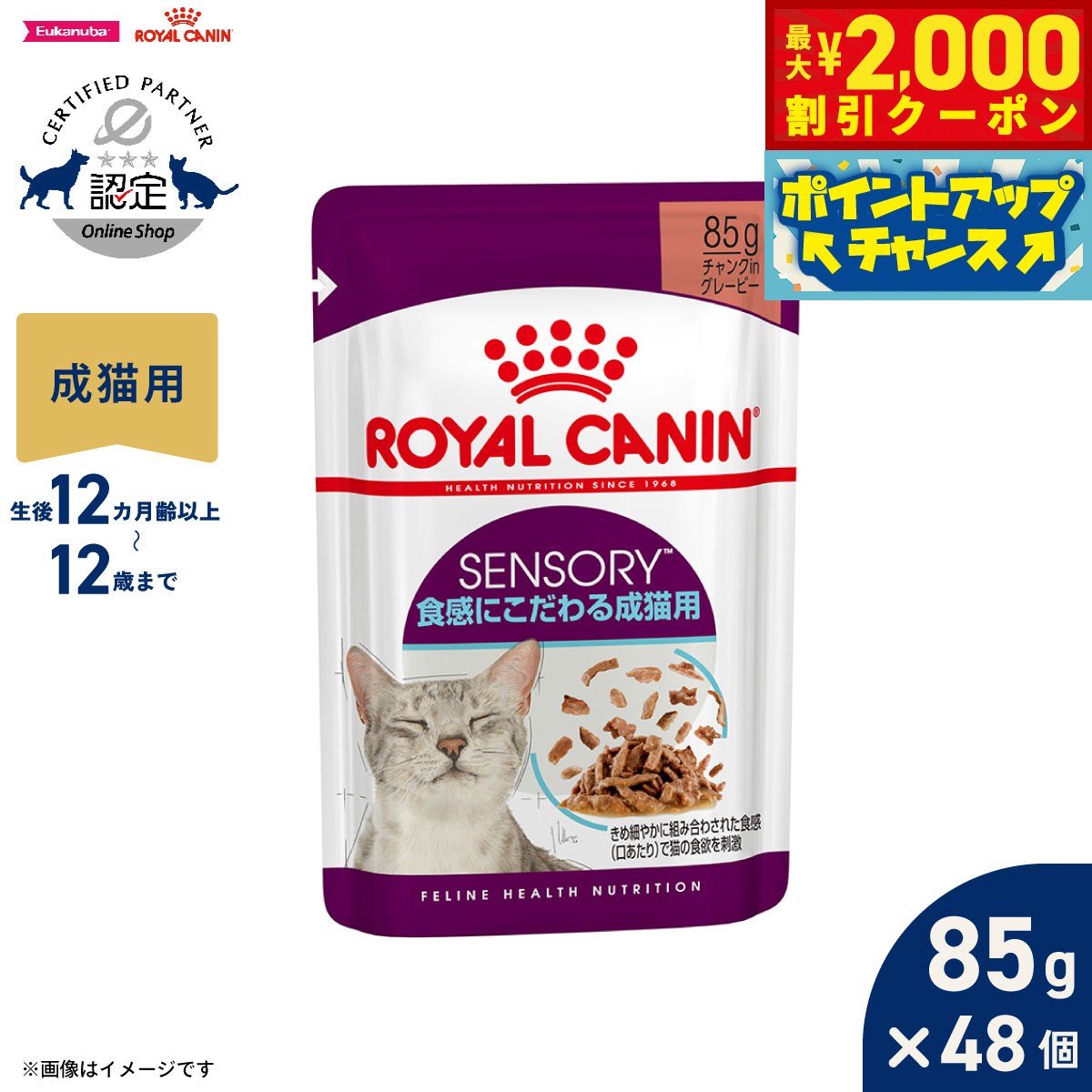 【最大2000円OFFクーポン！＆店内ポイント最大51倍！本日限定！】ロイヤルカナン 猫 キャットフード フィーラインヘルスニュートリション ウェット センサリー 食感にこだわる成猫用 85g×48袋【送料無料】 正規品 猫専用ウェットフード 成猫用