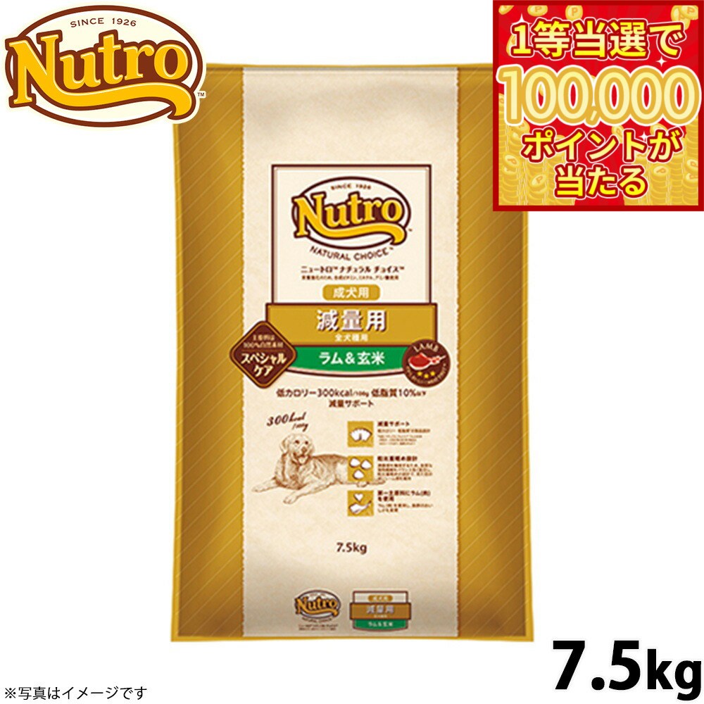 【本日ラスト！抽選で1等最大10万ポイントバック】ニュートロ ナチュラルチョイス ドッグフード 減量用 成犬用 ラム＆玄米 7.5kg 無添加 犬用品ペット用品 送料無料 NC-WT
