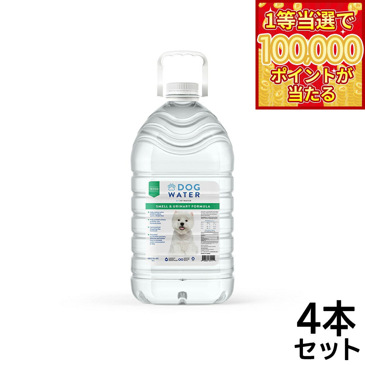【本日ラスト！抽選で1等最大10万ポイントバック】ファンタジーワールド ドッグウォーター 4L×4本