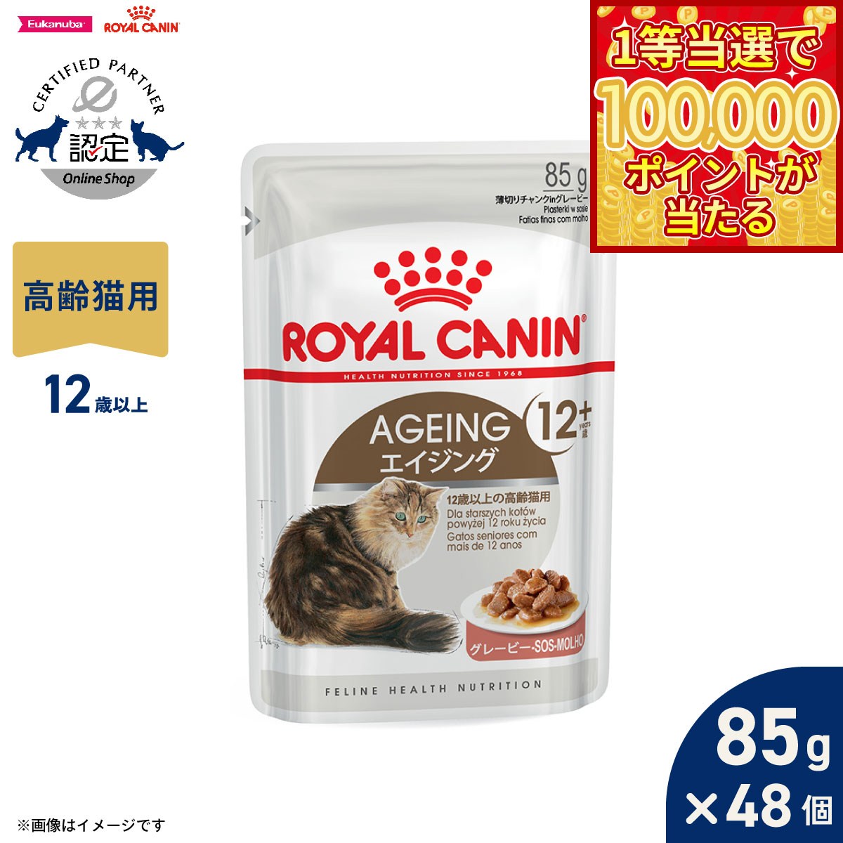 Royal Canin - 【本日ラスト！抽選で1等最大10万ポイントバック】ロイヤルカナン 猫 キャットフード フィーラインヘルスニュートリション ウェットフード エイジング 12＋ 85g×48個 正規品 猫専用ウェットフード 高齢猫用