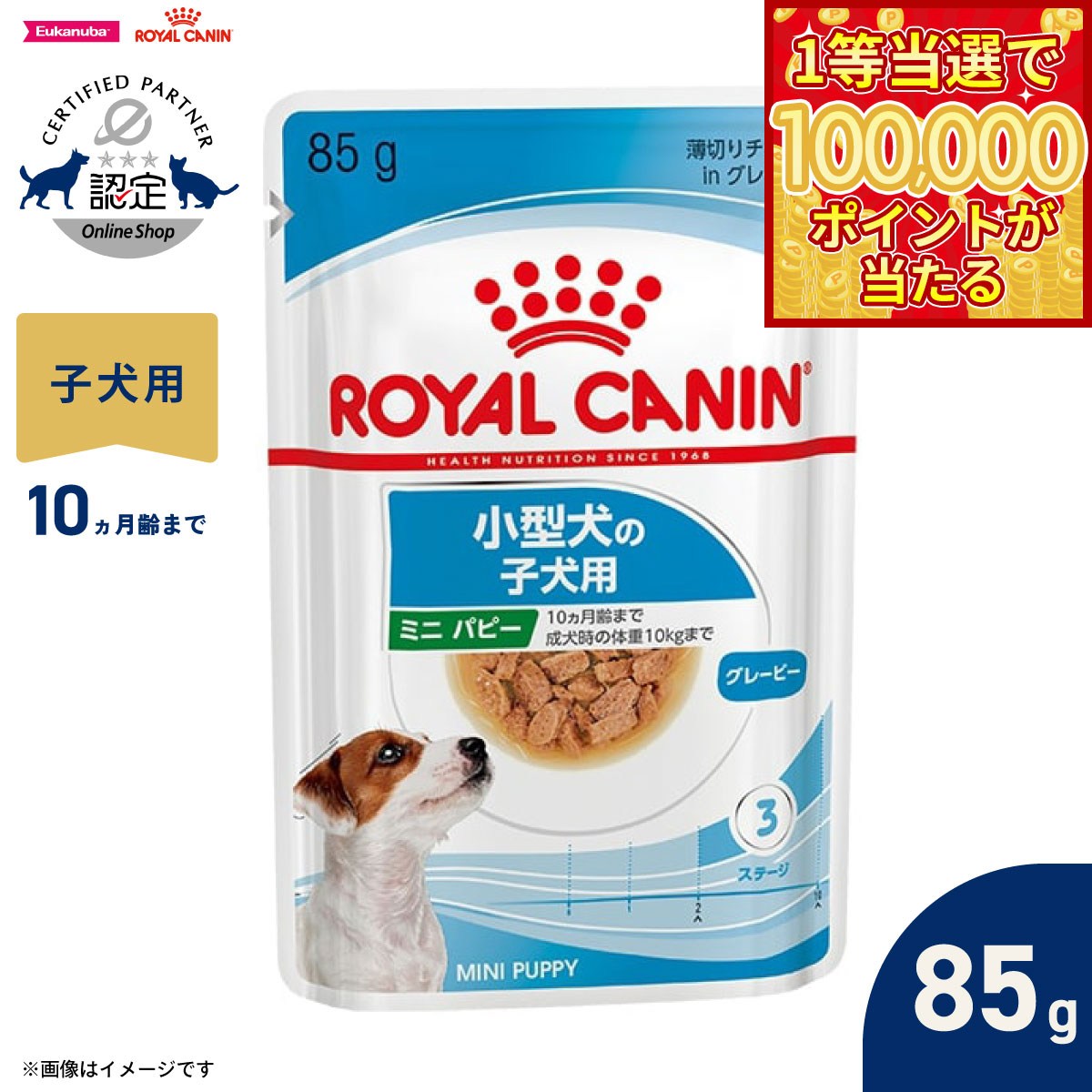 離乳食 - 【1等最大10万ポイント当たる！20日から！】ロイヤルカナン 犬 ドッグフード サイズ ヘルス ニュートリション ウェット ミニ パピー 小型犬専用ウェットフード 子犬用 85g 正規品